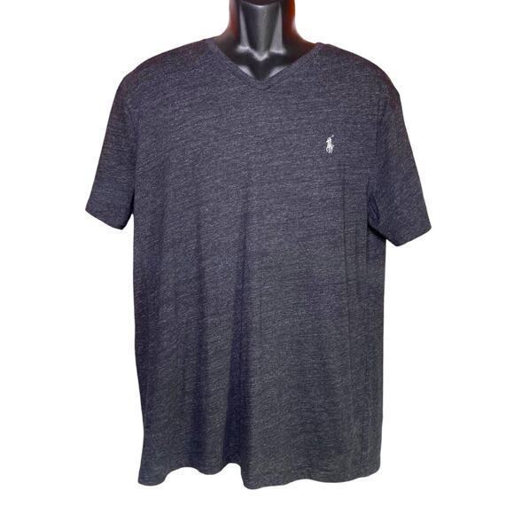 Polo Ralph Lauren Black Shirt Mens V Neck Short Sleeve Embroidered Size L - Picture 1 of 10